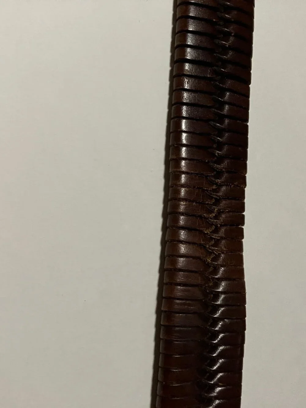 Fossil Vintage Brown Leather Ribbed Stitched Accent Silver Buckle Belt Size 38